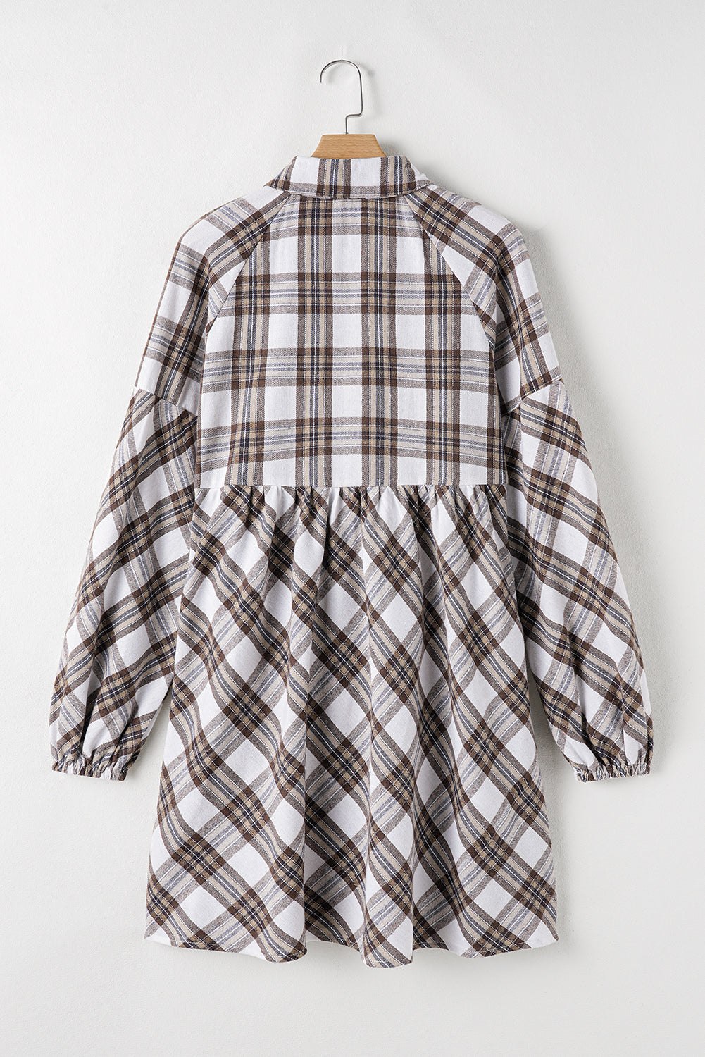 Plaid Bubble Sleeve Shirt Dress