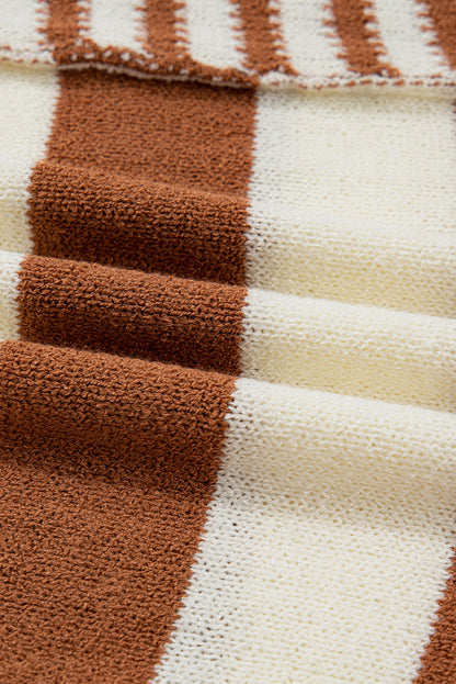 Stripe Patchwork Drop Shoulder Sleeve Sweater