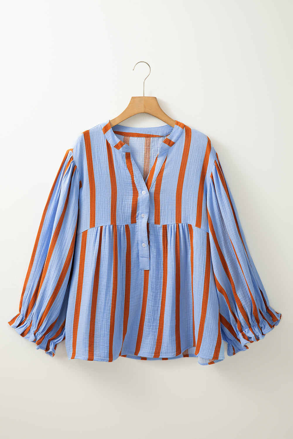 Stripe Ruffle Long Sleeve Shirt