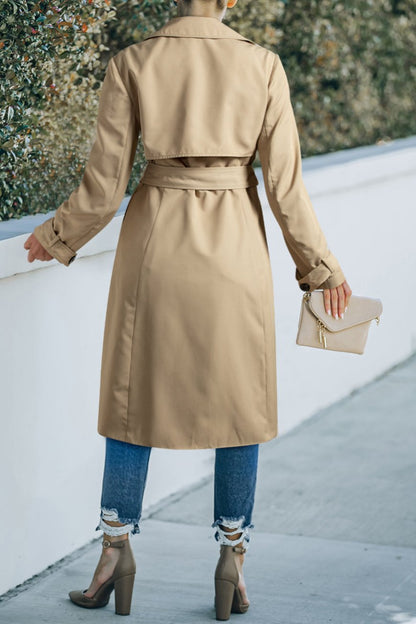 Button Front Belted Trench Coat