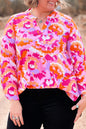 Abstract Floral V-Neck Blouse Plus Size