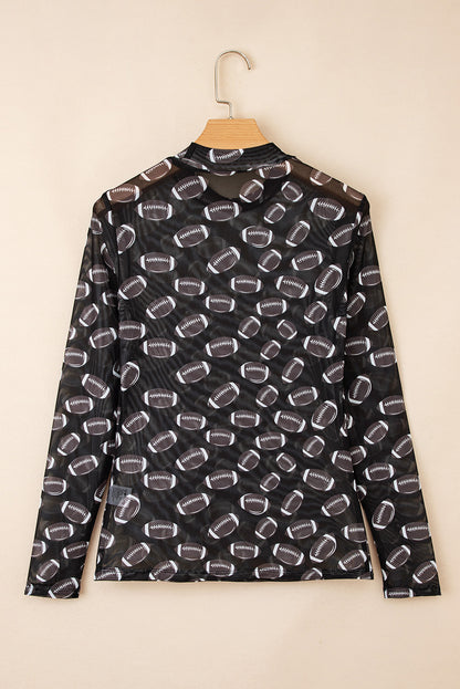 Game Day Sheer Mesh Long Sleeve Top