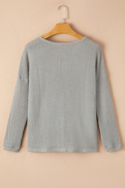 Waffle Knit Long Sleeve Top