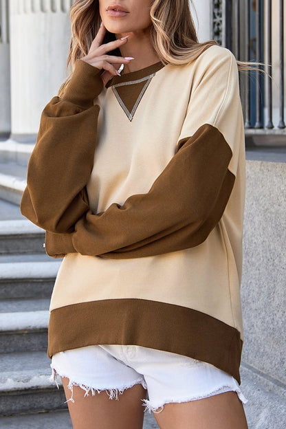 Colorblock Thumbhole Sleeve Sweatshirt