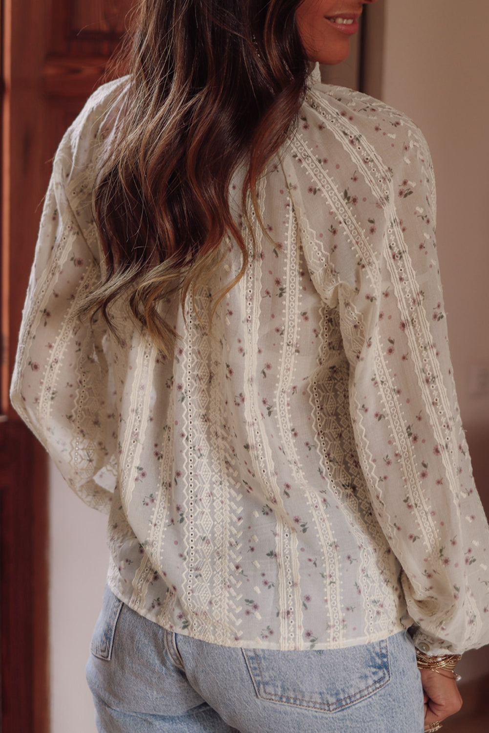 Floral Embroidered Lace Buttoned Shirt