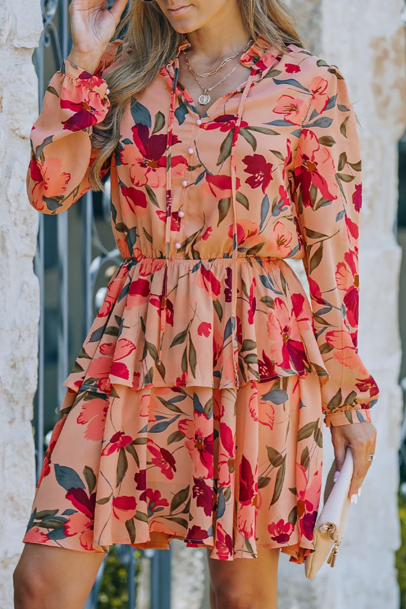 Floral Frilled Long Sleeve Dress