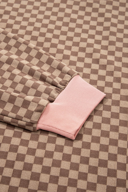 Checker Long Sleeve Pullover and Shorts Set