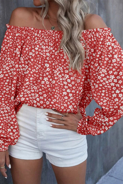 Floral Off Shoulder Lantern Sleeve Blouse