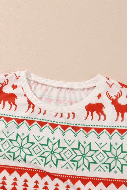 Christmas Reindeer Fair Isle Stripe Pajama Set