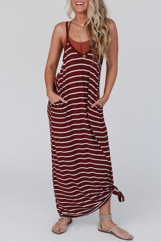 Stripe Spaghetti Straps Maxi Dress