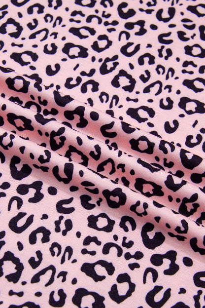 Plus Size Leopard Stripe Contrast Patchwork Tee