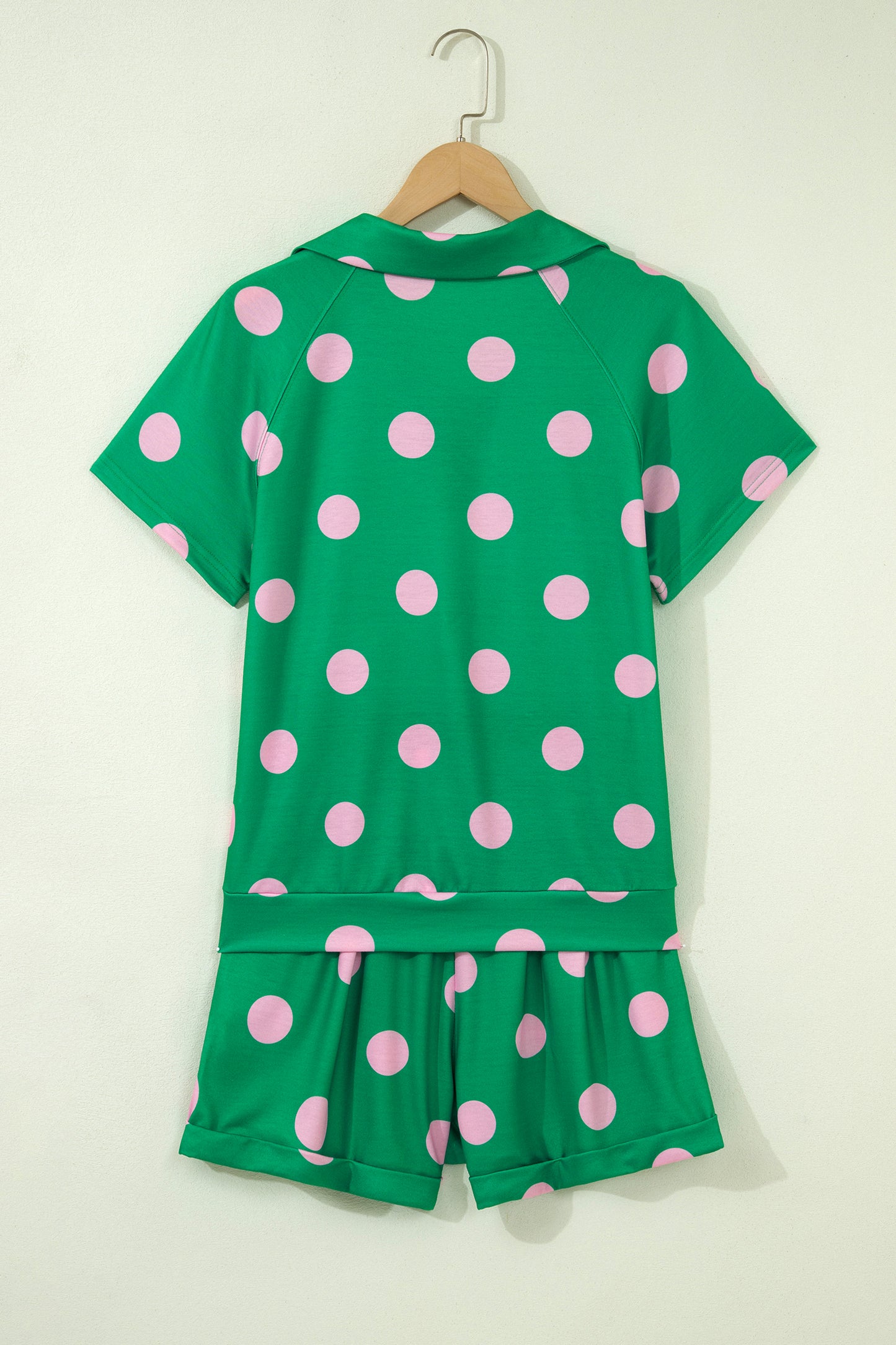 Polka Dot V-Neck Tee & Drawstring Shorts Set