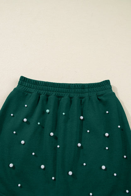 Pearl Embellished Pullover and Mini Skirt Set
