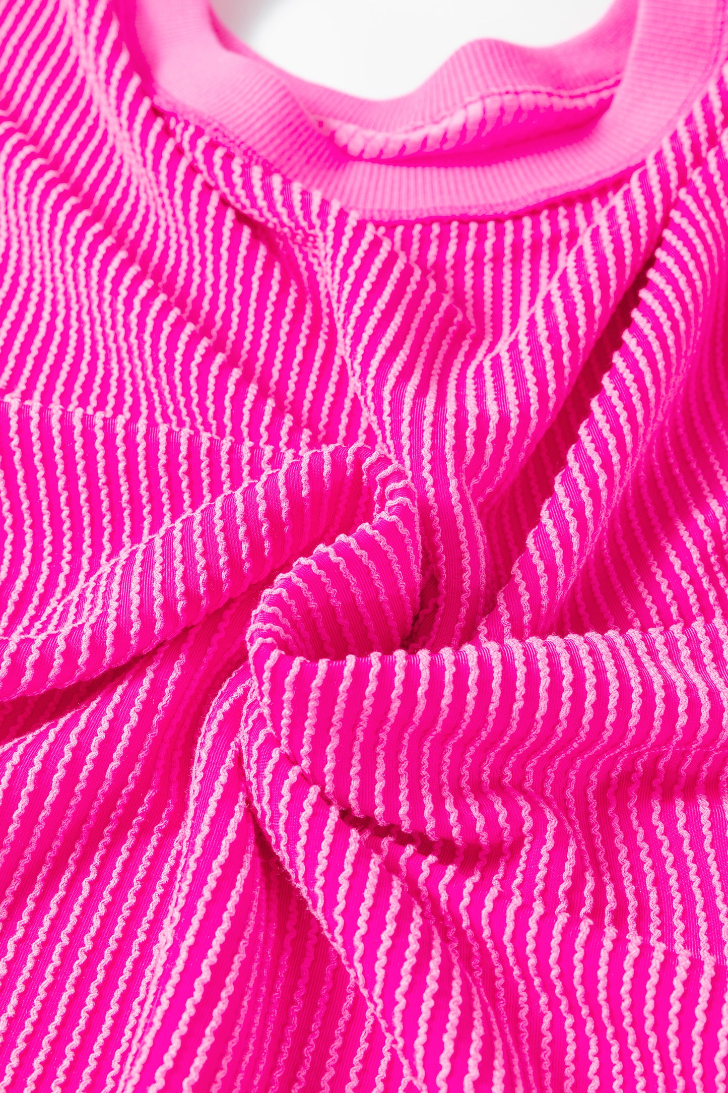 Plus Size Solid Corded Knit Drop Shoulder Top