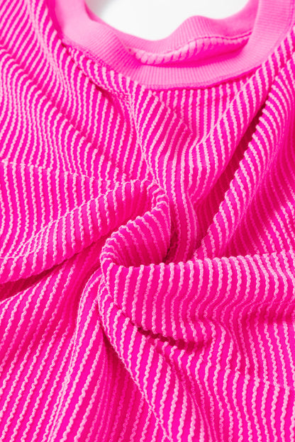 Plus Size Solid Corded Knit Drop Shoulder Top