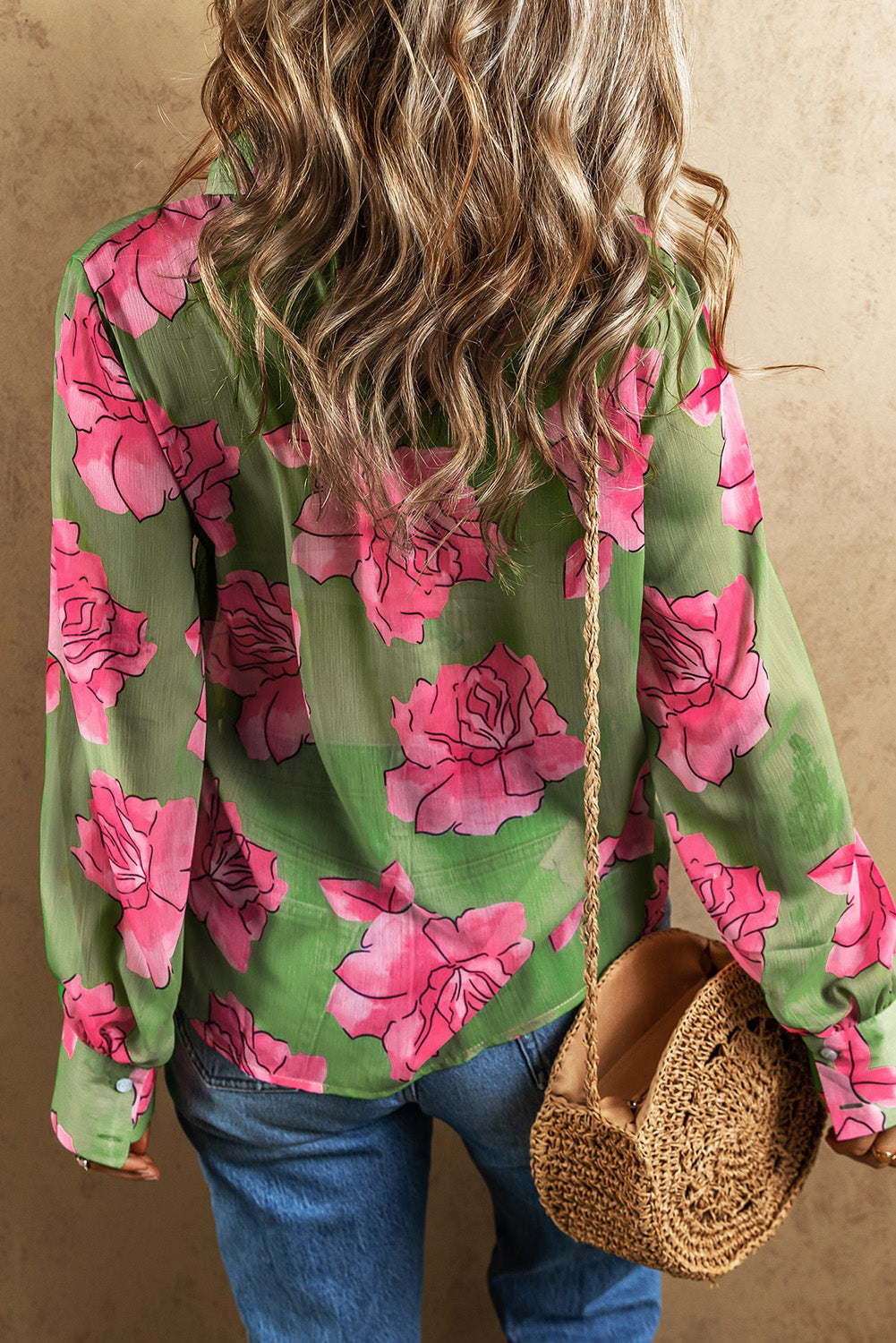 Floral Pleated Long Sleeve Shirt