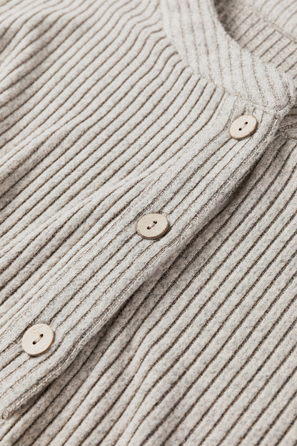 Plus Size Ribbed Knit Kangaroo Pocket Henley Top