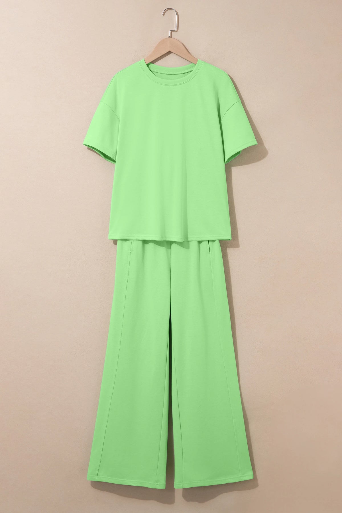 Solid Oversize Tee & Wide Leg Pants Set