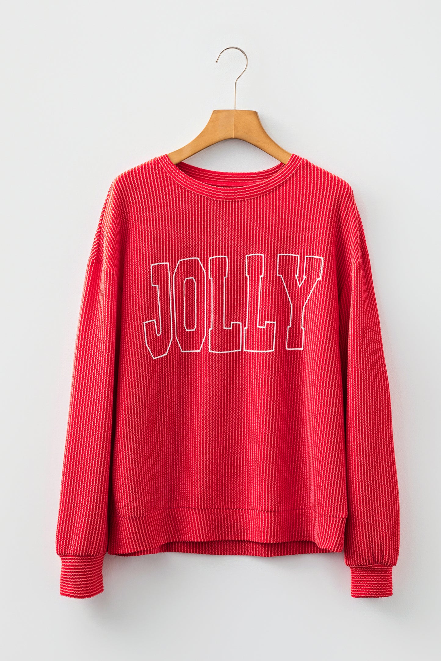Christmas Merry Corded Knit Long Sleeve Top