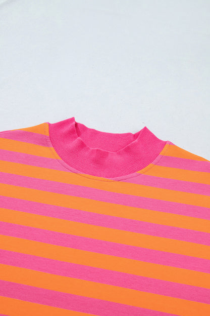 Stripe Colorblock Mock Neck Pullover & Skort Set