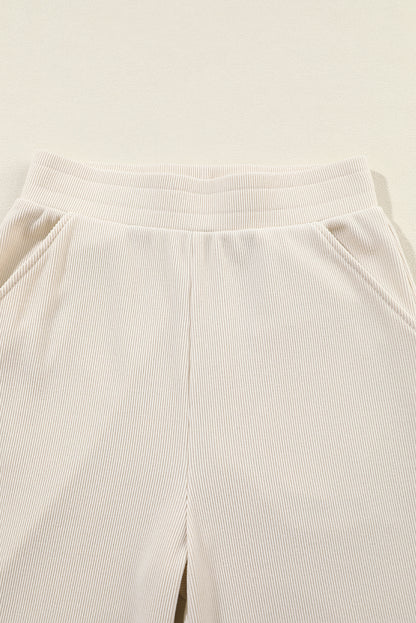 Solid Collared Pullover and Pants Set