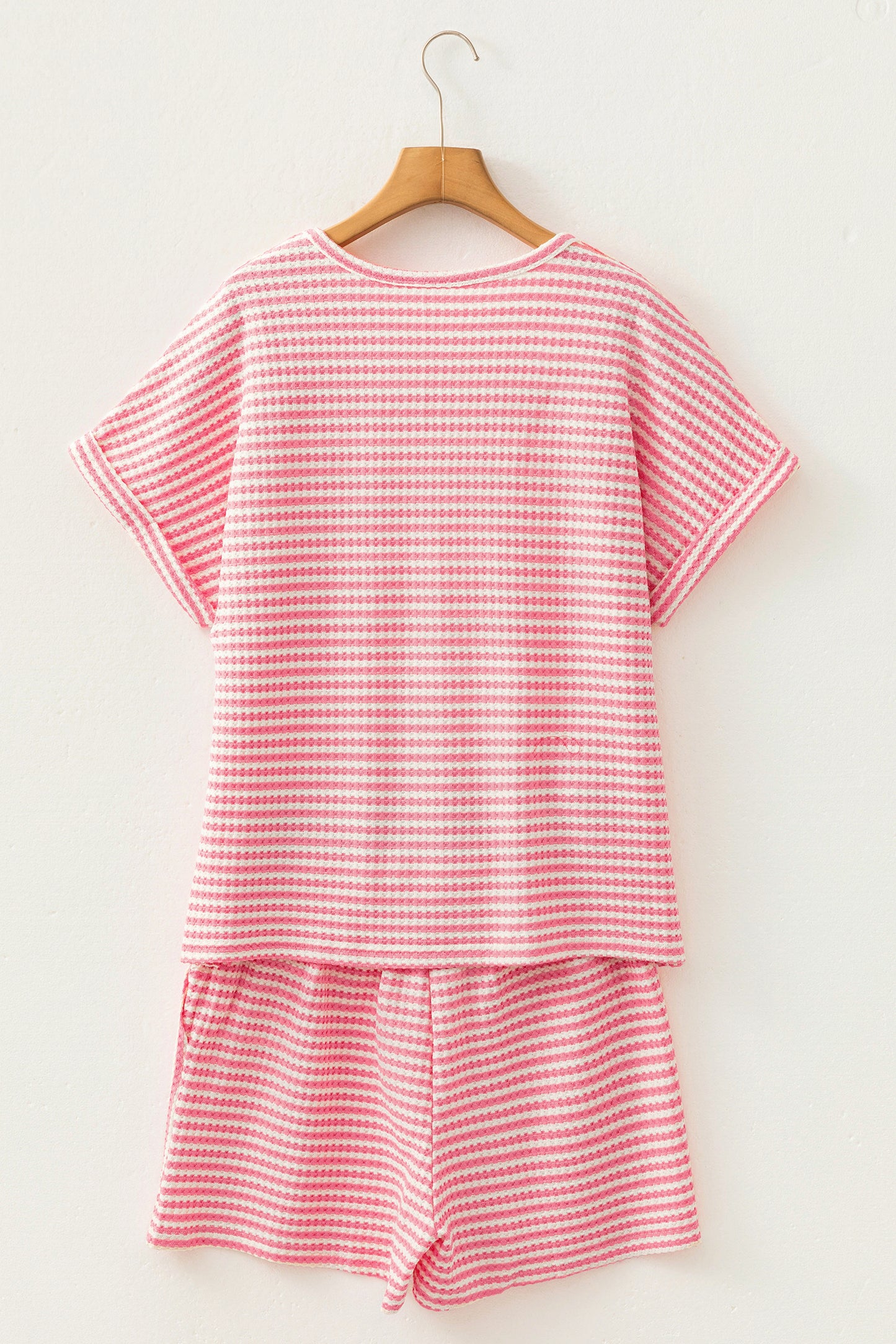 Stripe Textured Knit Top & Short Set