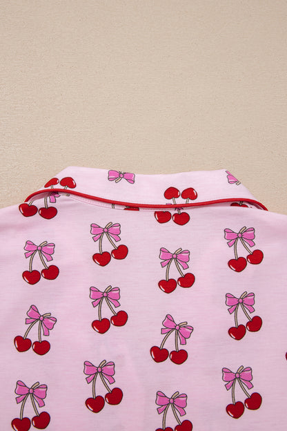 Valentine Cherry & Bow Top and Shorts Set
