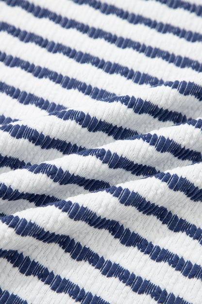 Stripe Textured Knit 3/4 Sleeve Top