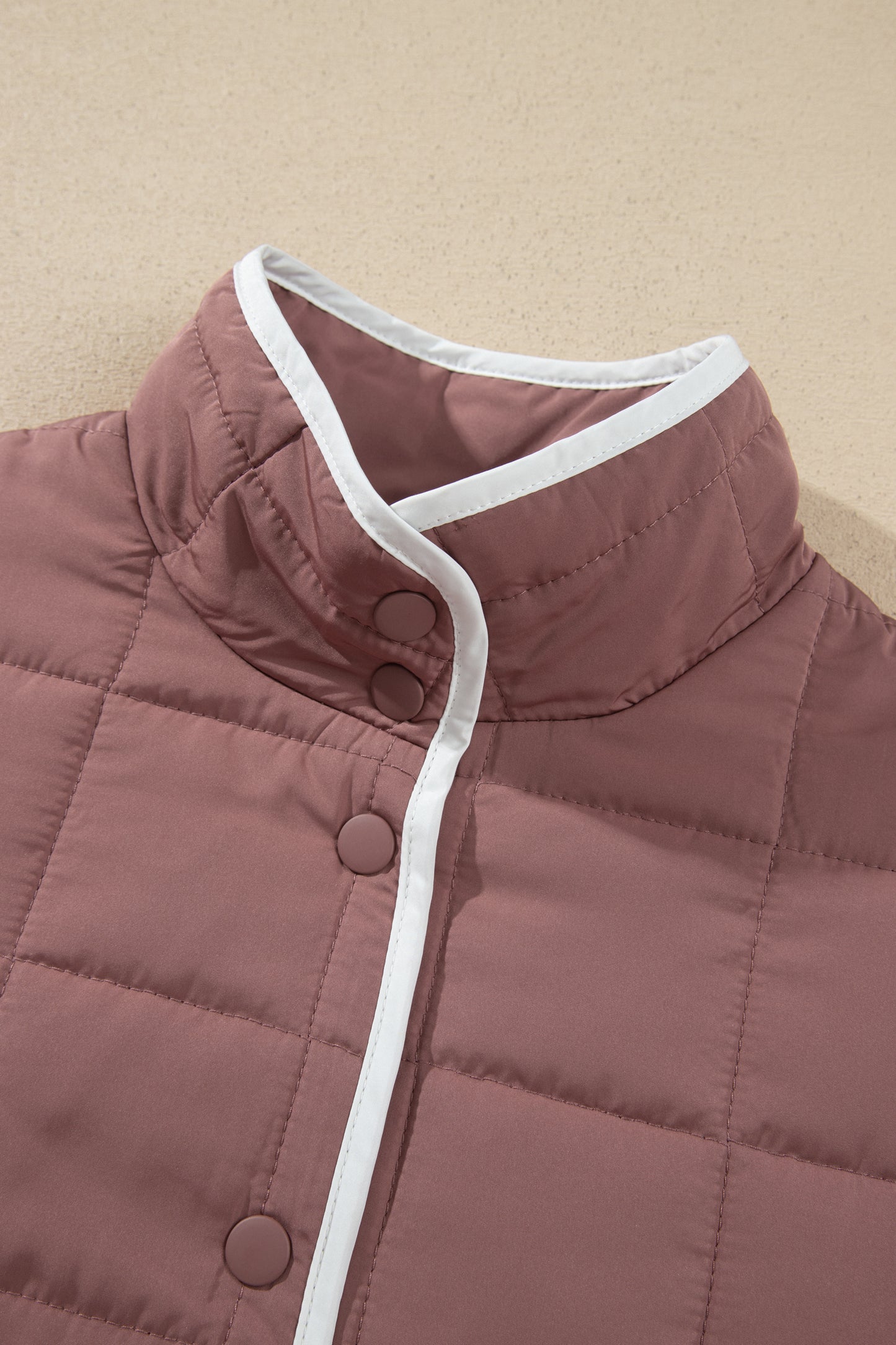 Contrast Trim Quilted Patch Pocket Buttoned Jacket