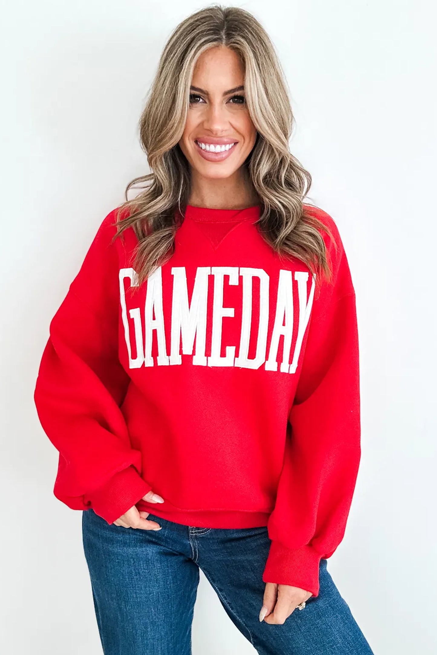 GAMEDAY Embroidered Patch Pattern Sweatshirt