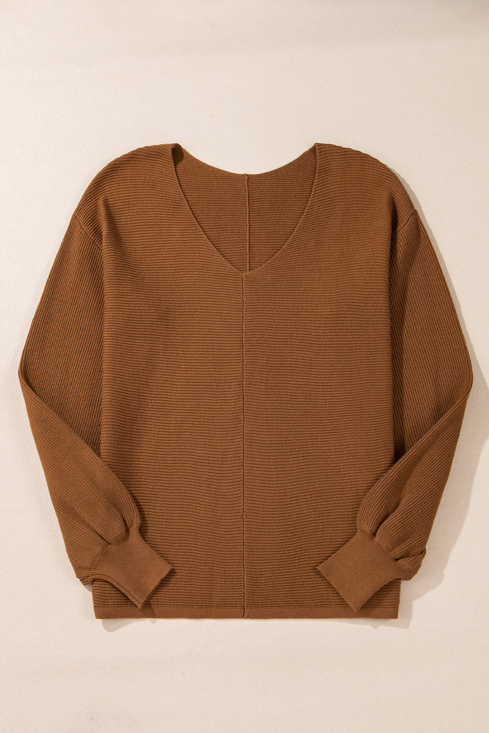 Ribbed Long Sleeve V-Neck Sweater