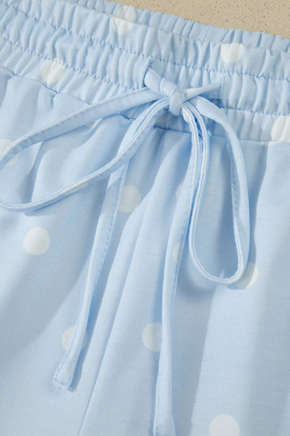 Polka Dot Loose Tee & Drawstring Shorts Set