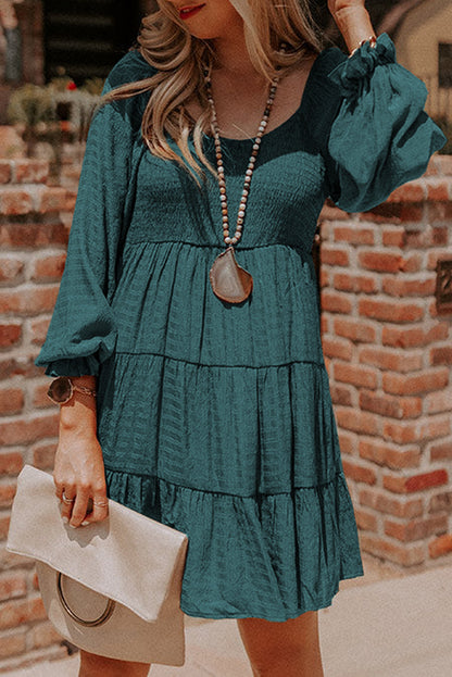 Smocked Puff Sleeve Tiered Dress