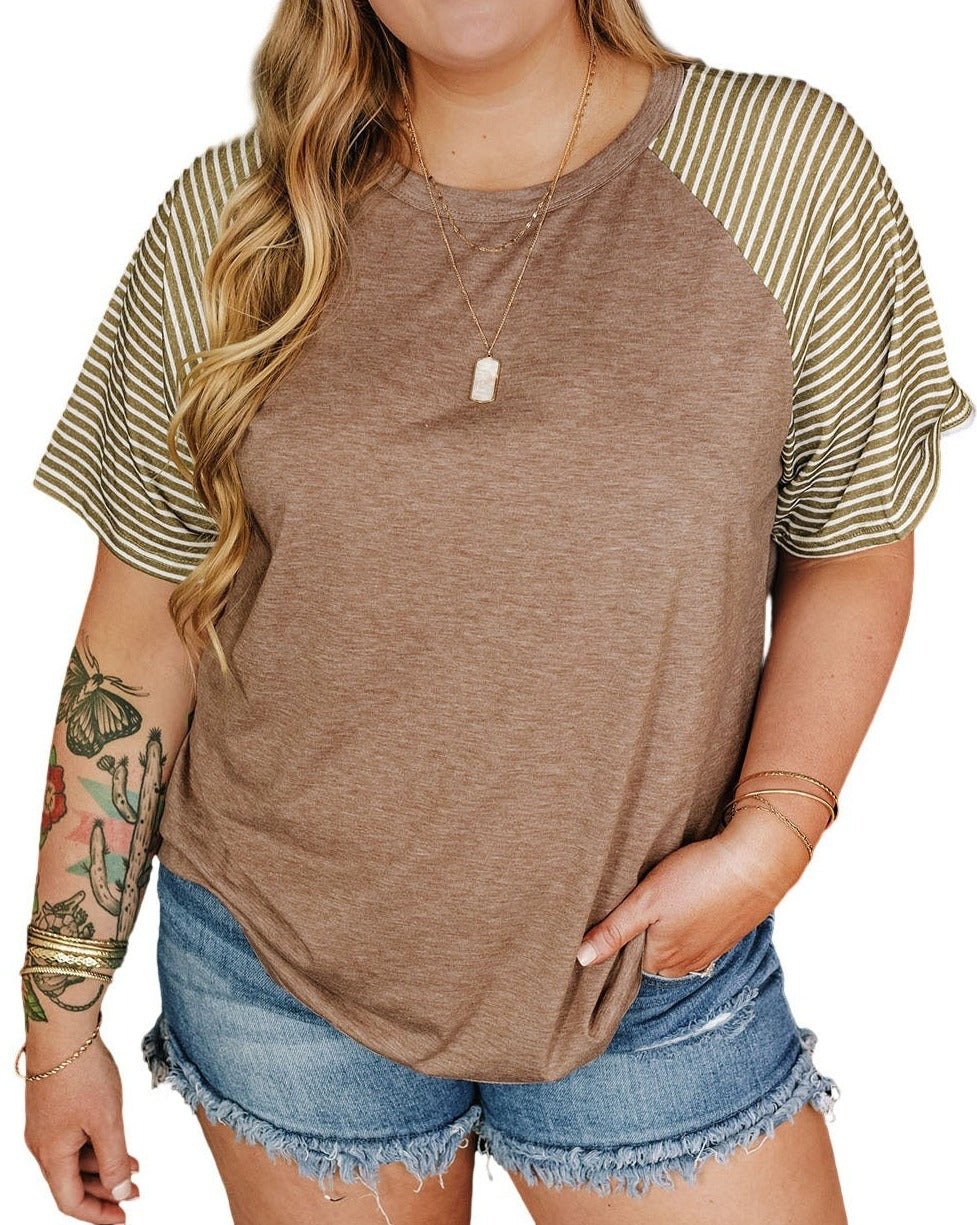 Stripe Raglan Sleeve T-Shirt Plus Size