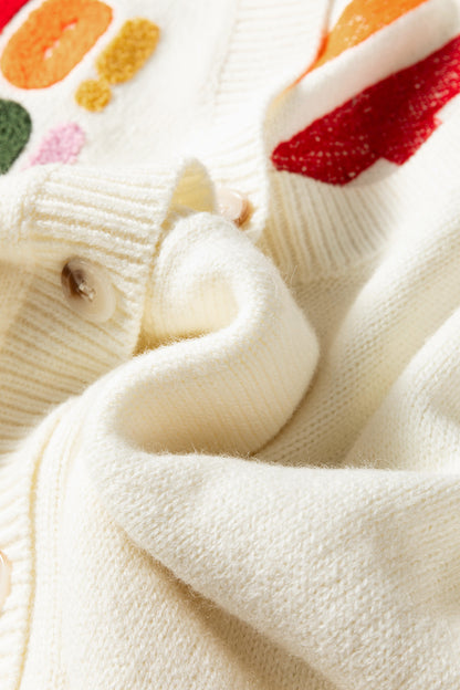 Ho Ho Ho Merry Christmas Buttoned V-Neck Cardigan
