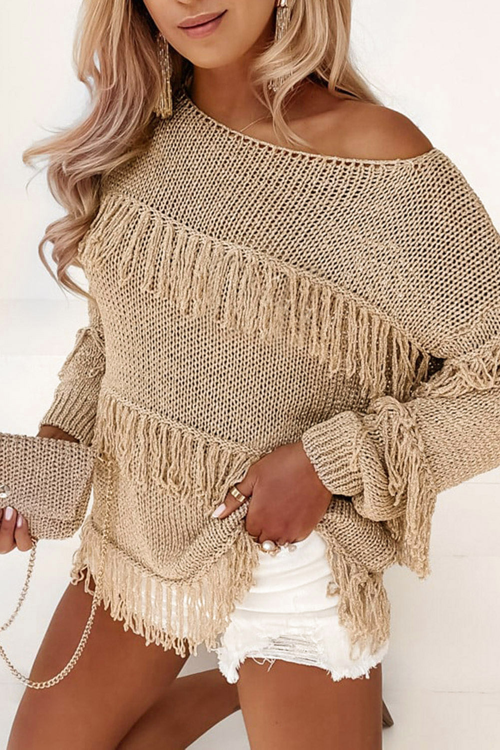 Boho Fringe Loose Knit Sweater