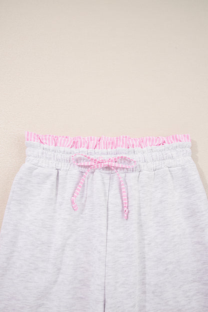 Stripe Contrast Trim Pullover and Drawstring Pants Set