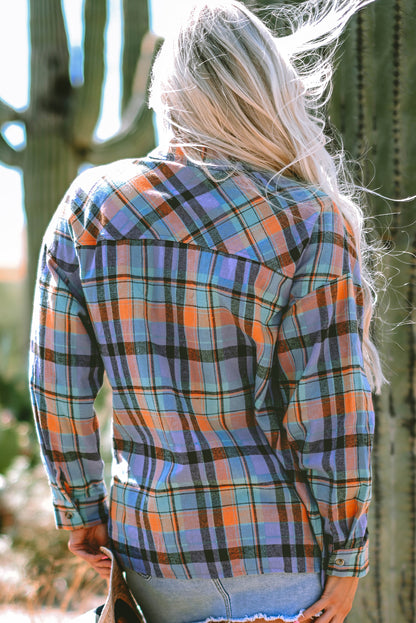 Plaid Button-Up Long Sleeve Shirt