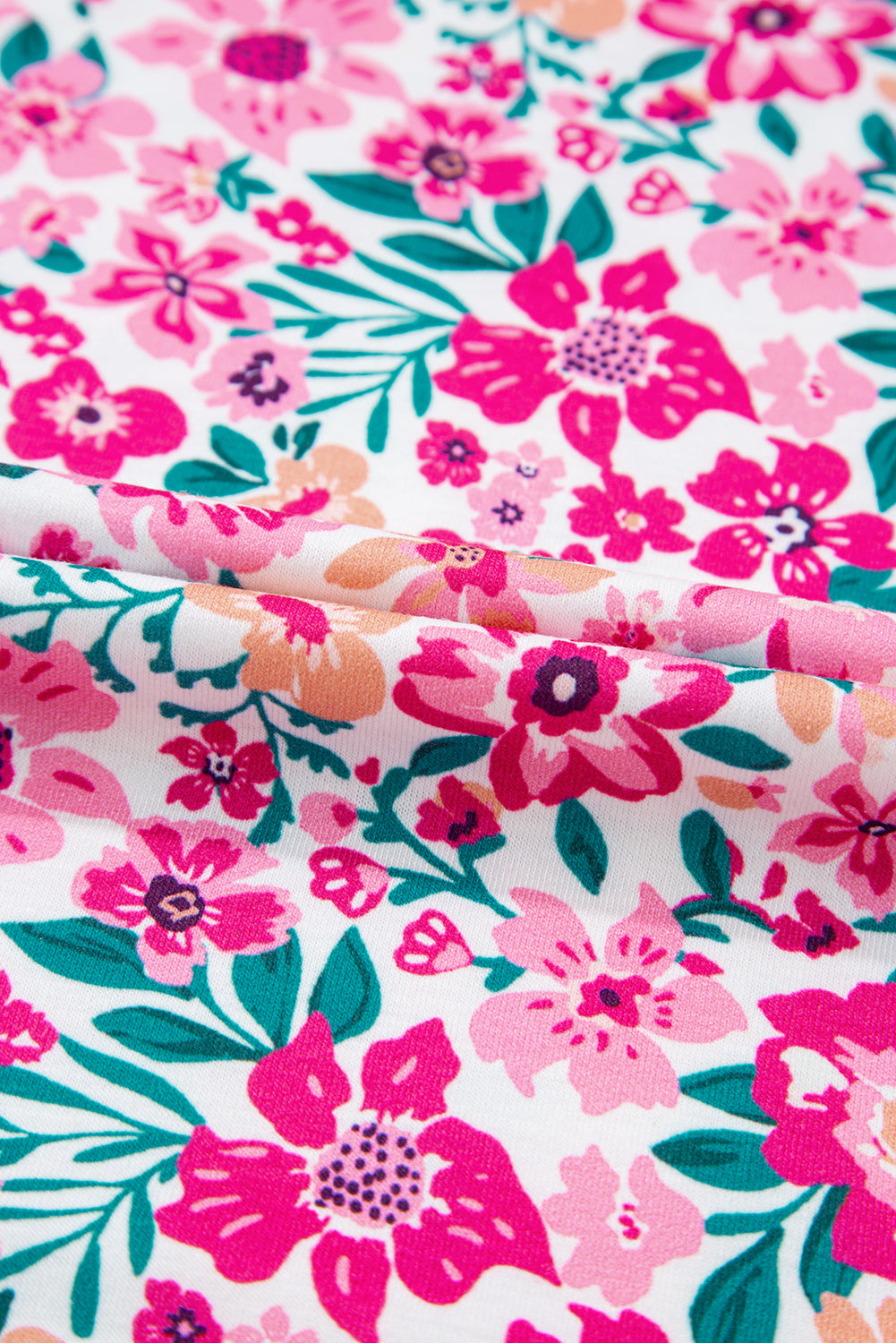 Plus Size Floral Corded Patchwork Crewneck Top