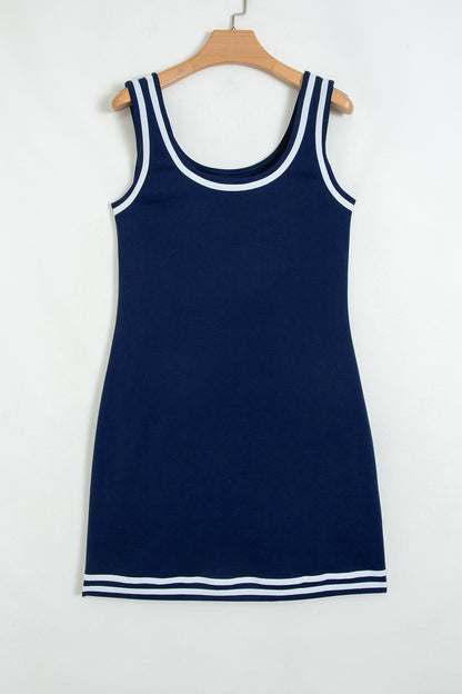 Contrast Trim Scoop Neck Sleeveless Mini Dress
