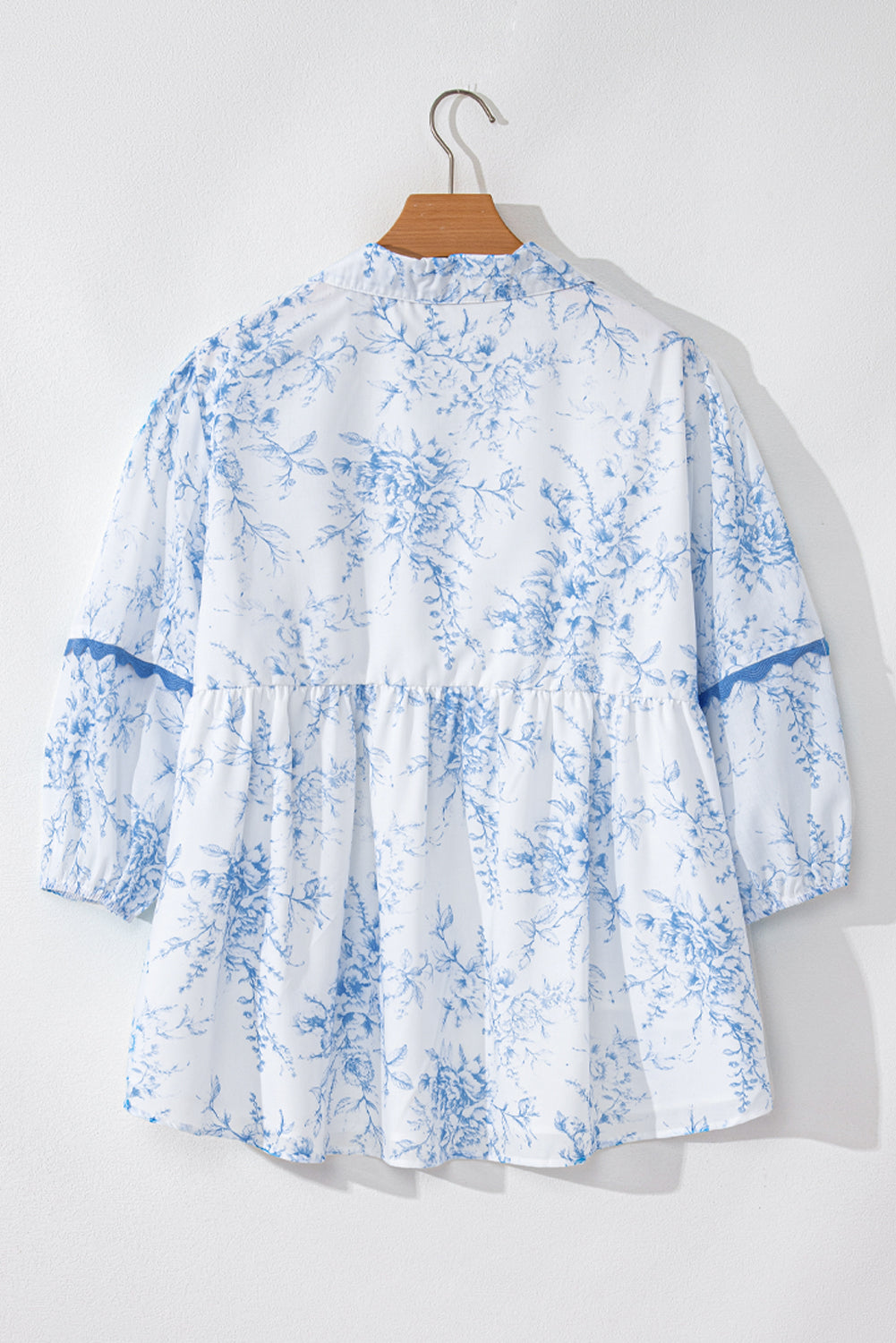 Floral 3/4 Sleeve Collared Blouse