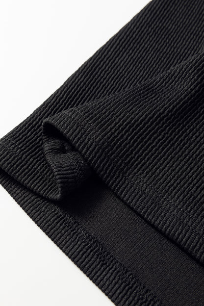 Leopard Contrast Ruffle Short Sleeve Ribbed Top