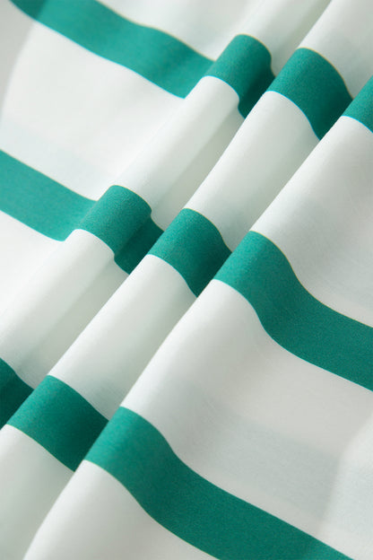 Stripe Ricrac Trim Notched Neck Midi Dress