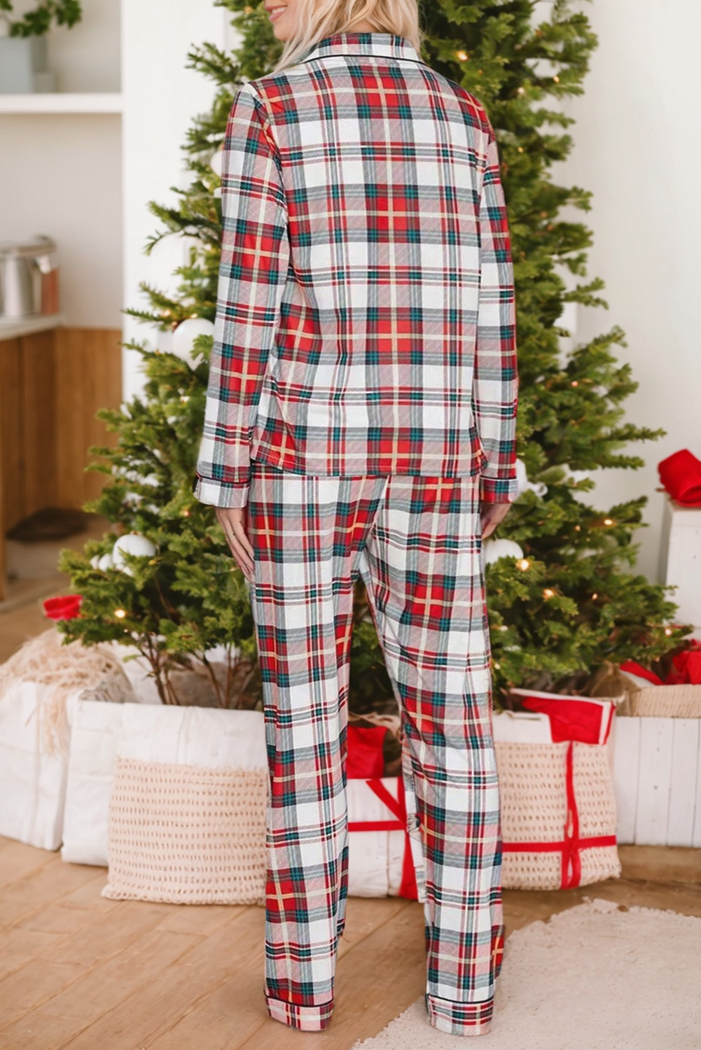 Plaid Top and Pants Pajama Set