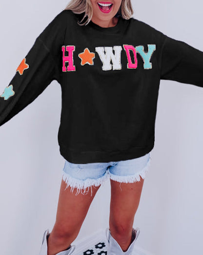 Sequin Howdy Star Patch Sweatshirt