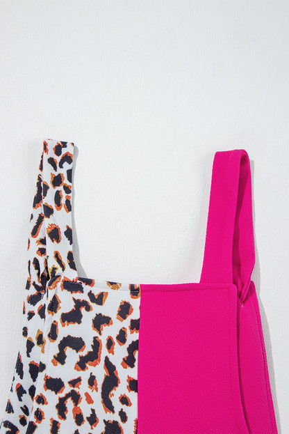 Leopard Colorblock Patchwork Sleeveless Romper