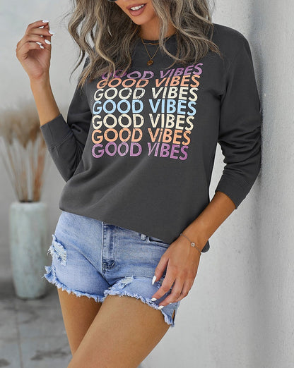 Good Vibes Crewneck Pullover Sweatshirt