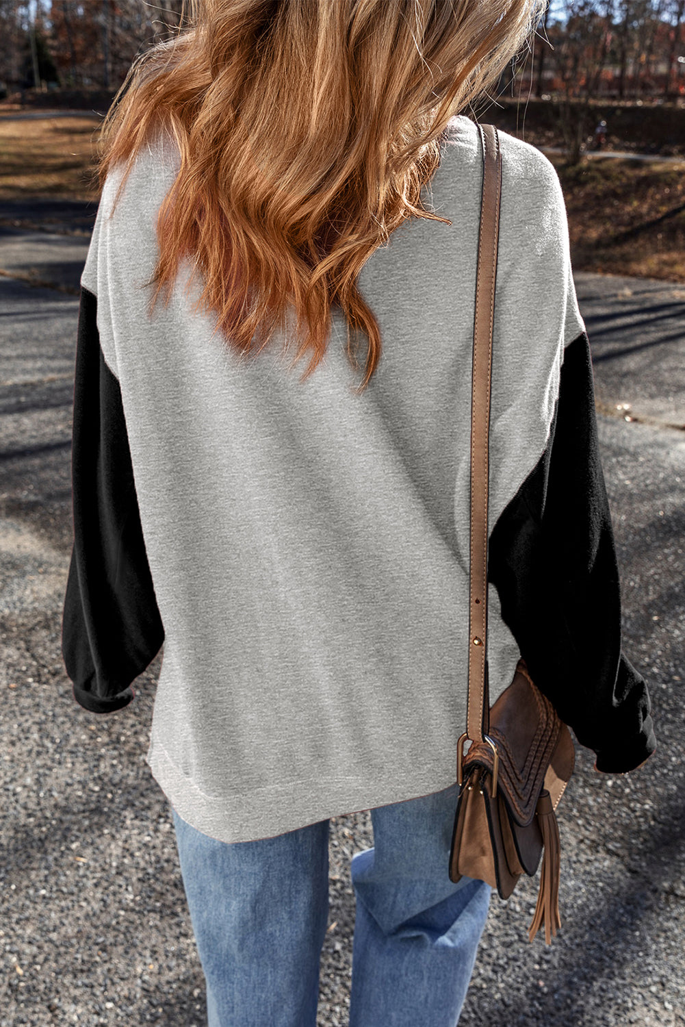 Colorblock Drop Shoulder Pullover Sweatshirt