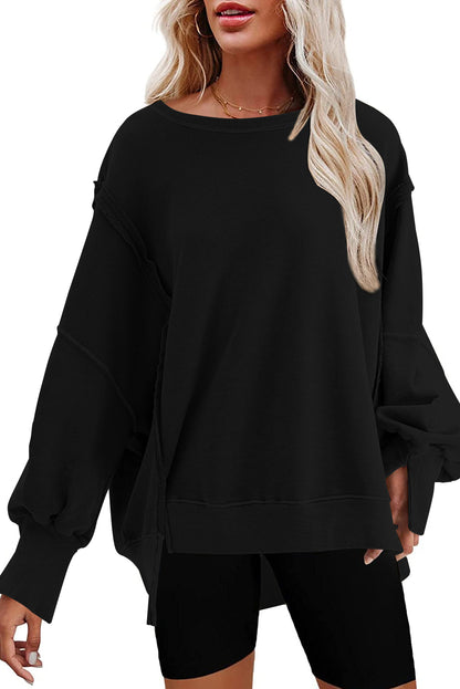 Exposed Seam High Low Hem Sweatshirt