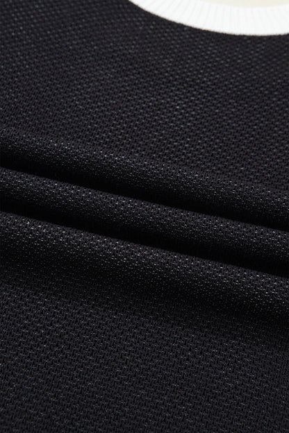 Western Horseshoe Contrast Trim Short Sleeve Sweater